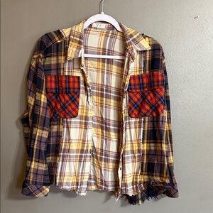 Easel Plaid Shirt with Blue and Orange